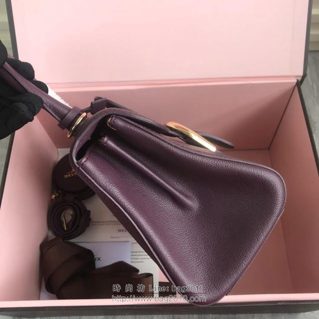 DELVAUX女包 2019春夏最新色 專櫃原廠皮 德爾沃女手提包 DV0020玫紫 小號Delvaux單肩包  fcs1146